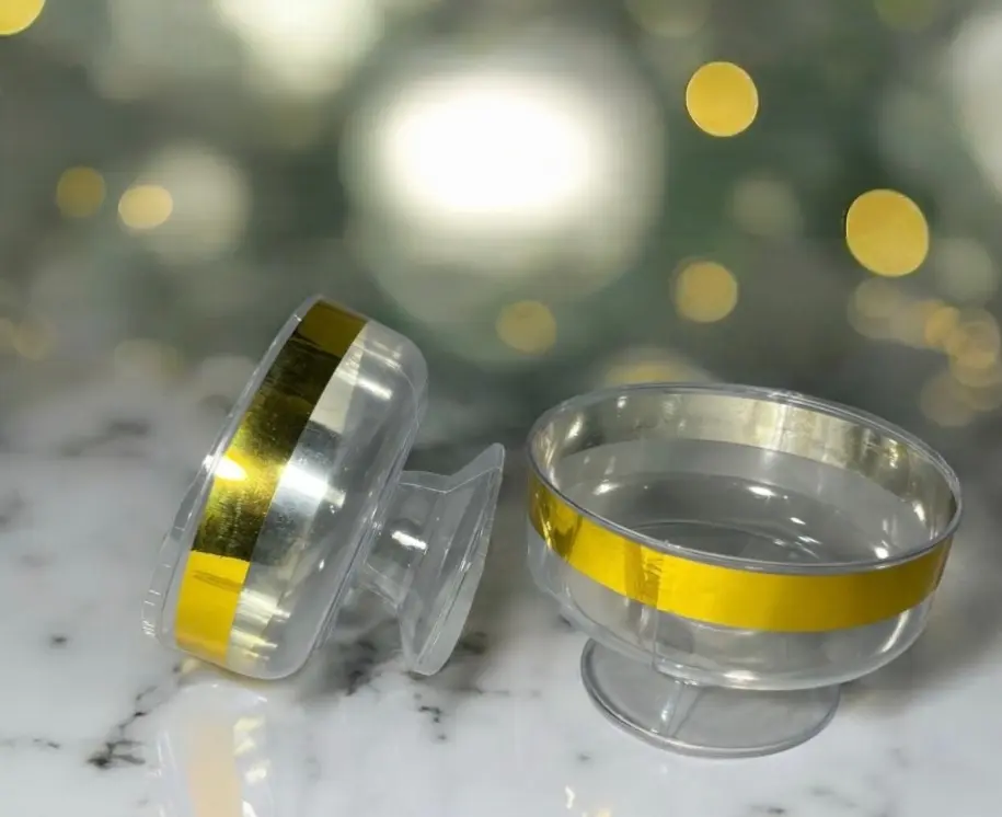 Verrine coupe bande doree 6pc+6cuilleres